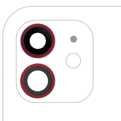 Back Camera Lens With Bracket & Bezel Compatible For iPhone 12 / 12 Mini (Aftermarket Plus) (Red) (10 Pack)