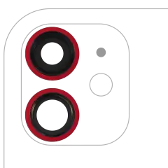 Back Camera Lens With Bracket  & Bezel Compatible For iPhone  11 ( 2 Piece) (Real Sapphire / Premium) (Red)