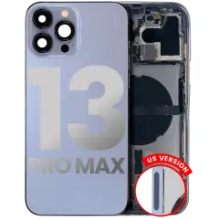 Back Housing W/ Small Components Pre-Installed Compatible For iPhone 13 Pro Max (US Version) (Used OEM Pull: Grade C) (Sierra Blue)
