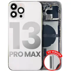 Back Housing W/ Small Components Pre-Installed Compatible For iPhone 13 Pro Max (US Version) (Used OEM Pull: Grade C) (Silver)