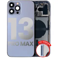 Back Housing W/ Small Components Pre-Installed Compatible For iPhone 13 Pro Max (US Version) (Used OEM Pull: Grade B) (Sierra Blue)