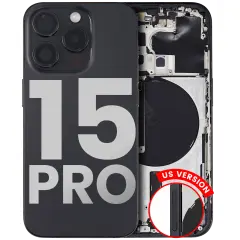 Back Housing W/ Small Components Pre-Installed Compatible For iPhone 15 Pro (US Version) (Used OEM Pull: Grade B) (Black Titanium)