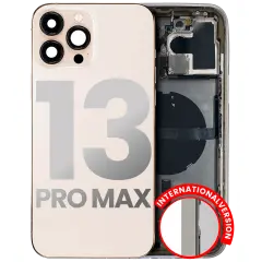 Back Housing W/ Small Components Pre-Installed Compatible For iPhone 13 Pro Max (International Version) (Used OEM Pull: Grade C) (Gold)