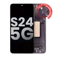 OLED Assembly With Frame Compatible For Samsung Galaxy S24 5G (US & International Version) (Used OEM Pull: Grade A) (Onyx Black)