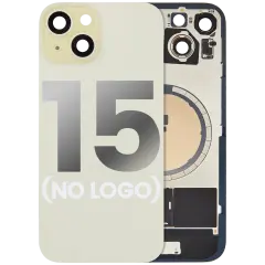 Back Glass With Steel Plate With MagSafe Magnet Pre-Installed Compatible For iPhone 15 (No Logo) (Yellow)