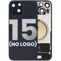 Back Glass With Steel Plate With MagSafe Magnet Pre-Installed Compatible For iPhone 15 (No Logo) (Black)