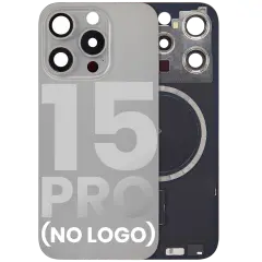 Back Glass With Steel Plate With MagSafe Magnet Pre-Installed Compatible For iPhone 15 Pro (No Logo) (Natural Titanium)