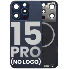 Back Glass With Steel Plate With MagSafe Magnet Pre-Installed Compatible For iPhone 15 Pro (No Logo) (Blue Titanium)