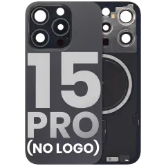 Back Glass With Steel Plate With MagSafe Magnet Pre-Installed Compatible For iPhone 15 Pro (No Logo) (Black Titanium)