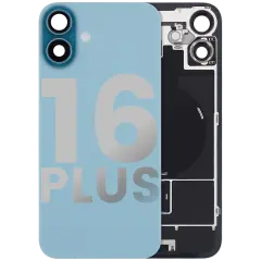 Back Glass With Steel Plate With Wireless NFC Charging MagSafe Magnet & Flashlight Flex Compatible For iPhone 16 Plus (Used OEM Pull: Grade B) (Teal)