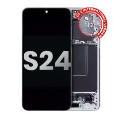 OLED Assembly With Frame For Samsung Galaxy S24 5G (US & International Version) (Used OEM Pull: Grade B/C) (Marble Grey)