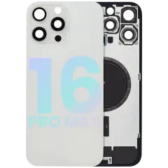 Back Glass With Steel Plate With MagSafe Magnet Pre-Installed Compatible For iPhone 16 Pro Max (Service Pack) (White Titanium) 