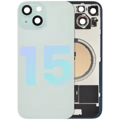 Back Glass With Steel Plate With MagSafe Magnet Pre-Installed Compatible For iPhone 15 (Service Pack) (Green)