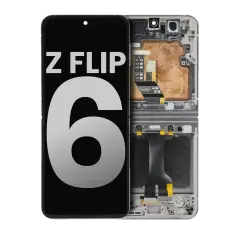 Inner OLED Assembly With Frame Compatible For Samsung Galaxy Z Flip 6 5G (US & International) (Used OEM Pull : Grade B/C) (Silver Shadow)