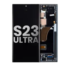 OLED Assembly With Frame Compatible For Samsung Galaxy S23 Ultra 5G (US & International) (Used OEM Pull: Grade B/C) (Graphite)