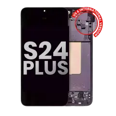 OLED Assembly With Frame Compatible For Samsung Galaxy S24 Plus 5G (US & International Version) (Used OEM Pull: Grade B/C) (Onyx Black)