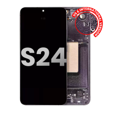 OLED Assembly With Frame Compatible For Samsung Galaxy S24 5G (US & International Version) (Used OEM Pull: Grade B/C) (Onyx Black)