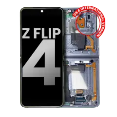 Inner OLED Assembly With Frame Compatible For Samsung Galaxy Z Flip 4 5G (US & International) (Used OEM Pull: Grade A) (Blue)