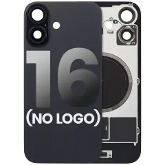 Back Glass With Steel Plate With MagSafe Magnet Pre-Installed Compatible For iPhone 16 (No Logo) (Black)