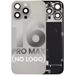 Back Glass With Steel Plate With Wireless NFC Charging MagSafe Magnet & Flashlight Flex Compatible For iPhone 16 Pro Max (No Logo) (Natural Titanium)