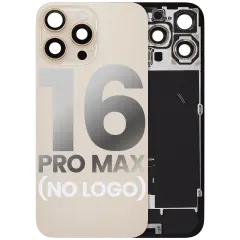 Back Glass With Steel Plate With Wireless NFC Charging MagSafe Magnet & Flashlight Flex Compatible For iPhone 16 Pro Max (No Logo) (Desert Titanium)