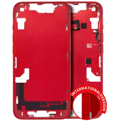 Mid-Frame Housing With Power And Volume Button Compatible For iPhone 14 (International Version) (Aftermarket Plus) (Red)