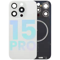Back Glass w/ MagSafe Magnet & NFC & Flashlight Flex For iPhone 15 Pro (Service Pack) (White Titanium)