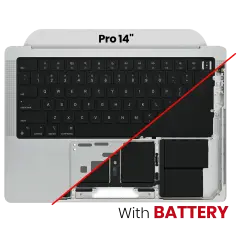 Top Case Assembly With Battery And Keyboard Compatible For MacBook Pro 14" (A2442 / Late 2021) / Pro 14" (A2779/ early 2023)  (US Keyboard) (Used OEM Pull: Grade B/C) (Silver)