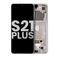 OLED Assembly With Frame Compatible For Samsung Galaxy S21 Plus 5G (Used OEM Pull: Grade B/C) (Phantom Silver)