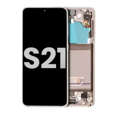 OLED Assembly With Frame Compatible For Samsung Galaxy S21 5G (Used OEM Pull: Grade B/C) (Phantom White)