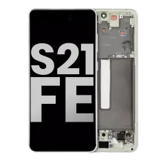 OLED Assembly With Frame Compatible For Samsung Galaxy S21 FE 5G (US & International) (Used OEM Pull: Grade B/C) (Olive Green)