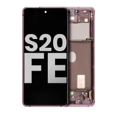 OLED Assembly With Frame Compatible For Samsung Galaxy S20 FE 4G / 5G (Used OEM Pull: Grade B/C) (Cloud Lavender)