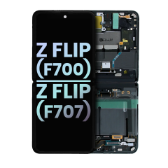 Inner OLED Assembly With Frame Compatible For Samsung Galaxy Z Flip 4G (F700) / Z Flip 5G (F707) (Service Pack) (Mirror Black)