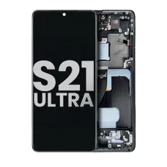 OLED Assembly With Frame Compatible For Samsung Galaxy S21 Ultra 5G (Used OEM Pull: Grade A) (Phantom Navy)