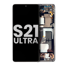 OLED Assembly With Frame Compatible For Samsung Galaxy S21 Ultra 5G (Used OEM Pull: Grade A) (Phantom Silver)