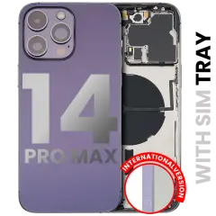 Back Housing W/ Small Pre-Installed Compatible For iPhone 14 Pro Max (International Version) (Used OEM Pull: Grade A) (Deep Purple)