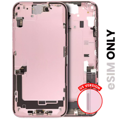 Mid-Frame Housing With Power And Volume Button Compatible For iPhone 15 Plus (US Version) (Used OEM Pull: Grade A) (Pink)