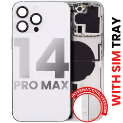 Back Housing W/ Small Pre-Installed Compatible For iPhone 14 Pro Max (International Version) (Aftermarket Plus) (Silver)