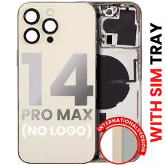 Back Housing W/ Small Pre-Installed Compatible For iPhone 14 Pro Max (International Version) (No Logo) (Aftermarket Plus) (Gold)