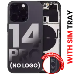 Back Housing W/ Small Pre-Installed Compatible For iPhone 14 Pro (International Version) (No Logo) (Aftermarket Plus) (Space Black)