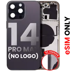 Back Housing W/ Small Pre-Installed Compatible For iPhone 14 Pro Max (US Version) (No Logo) (Aftermarket Plus) (Space Black)