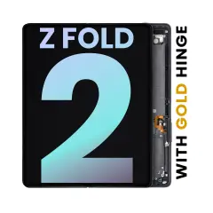Inner OLED Assembly With Frame Compatible For Samsung Galaxy Z Fold 2 5G (Service Pack) (US & International) (Mystic Black With Gold Hinge) 