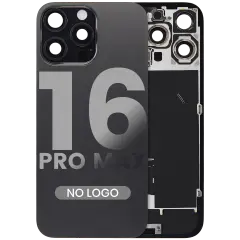 Back Glass w/ MagSafe Magnet & NFC & Flashlight Flex For iPhone 16 Pro Max (Aftermarket) (Black Titanium) (No Logo)