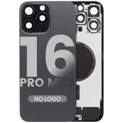 Back Glass w/ MagSafe Magnet For iPhone 16 Pro Max (Aftermarket) (Black Titanium) (No Logo)