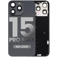 Back Glass w/ MagSafe Magnet & NFC & Flashlight Flex For iPhone 15 Pro Max (Aftermarket) (Black Titanium) (No Logo)