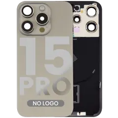 Back Glass w/ MagSafe Magnet & NFC & Flashlight Flex For iPhone 15 Pro (Aftermarket) (Natural Titanium) (No Logo)