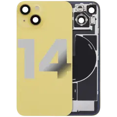 Back Glass w/ MagSafe Magnet & NFC & Flashlight Flex For iPhone 14 (Quality - OEM Pull C) (Yellow)