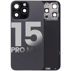 Back Glass w/ MagSafe Magnet & NFC & Flashlight Flex For iPhone 15 Pro Max (Used OEM Pull: Grade B) (Black Titanium)