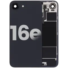 Back Glass w/ MagSafe Magnet & NFC & Flashlight Flex For iPhone 16e (Quality - OEM Pull C) (Black)