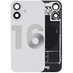 Back Glass w/ MagSafe Magnet & NFC & Flashlight Flex For iPhone 16 (Used OEM Pull: Grade C) (White)